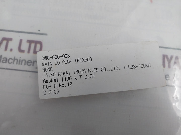 Threebond Gasket For Main Lo Pump (Fixed)