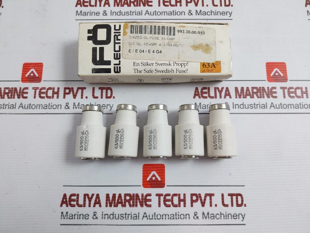 Time Lag Diazed Fuse Link By Ifo Electric Cee16 - 63A 500V (1 Box = 5 Pcs)