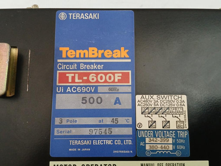 Tl-600F Circuit Breaker Ac 380V-440V 60Hz Terasaki Electric