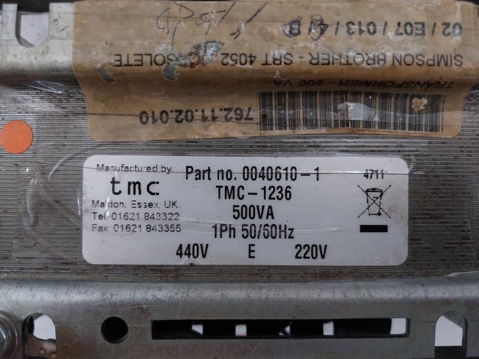 Tmc 0040610-1 Power Transformer 1Ph 50/60Hz 440V 220V 500Va