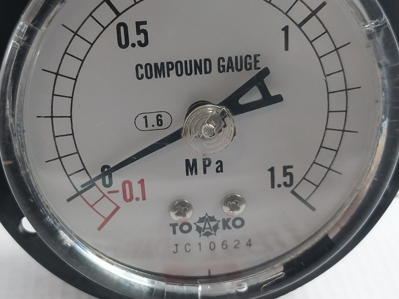 Toako Jc10624 Compound Gauge 0.1 To 1.5 Mpa