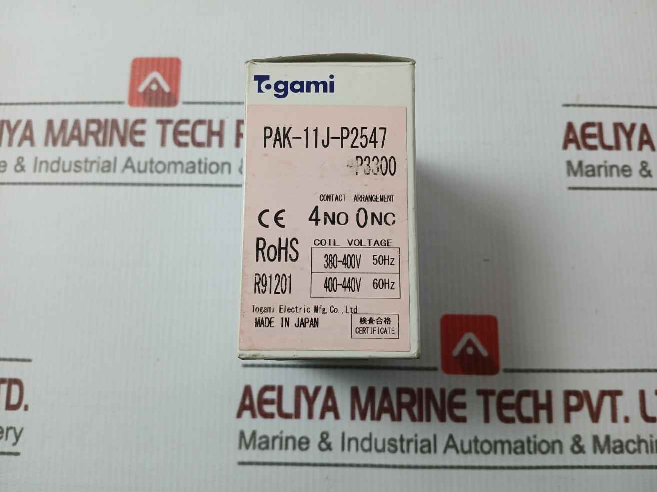 Togami Electric Pak-11J-p2547-p3300 Magnetic Contactor 380-400V 20A 50Hz