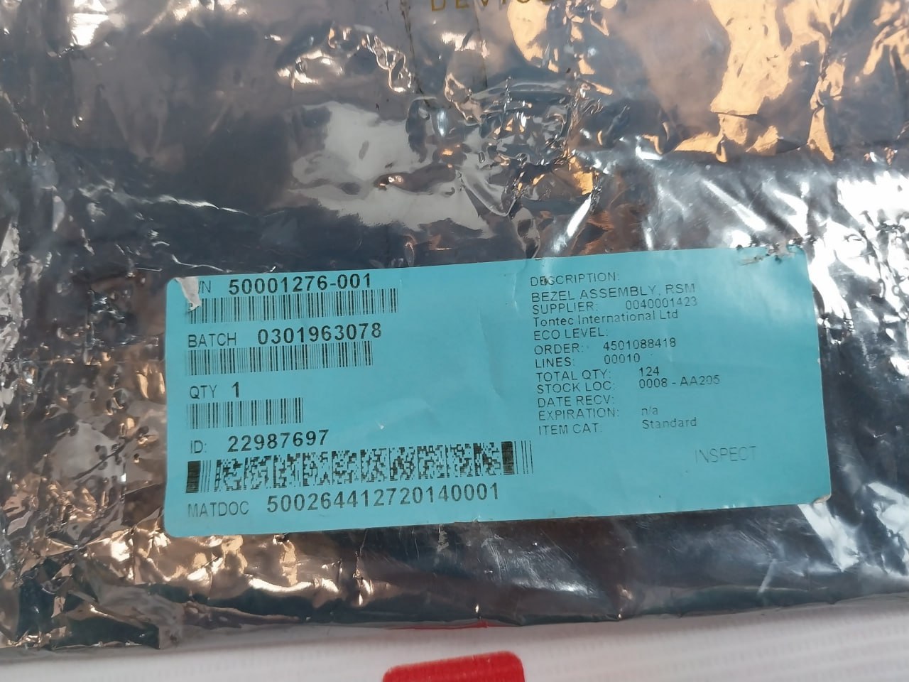 Tontec 50001276-001 Bezel Assembly 500264412720140001, 58Yy450003