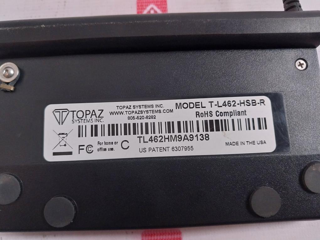 Topaz T-l462-hsb-r Signature Capture Pad Tl462Hm9A9138 6307955 1.5 Meter