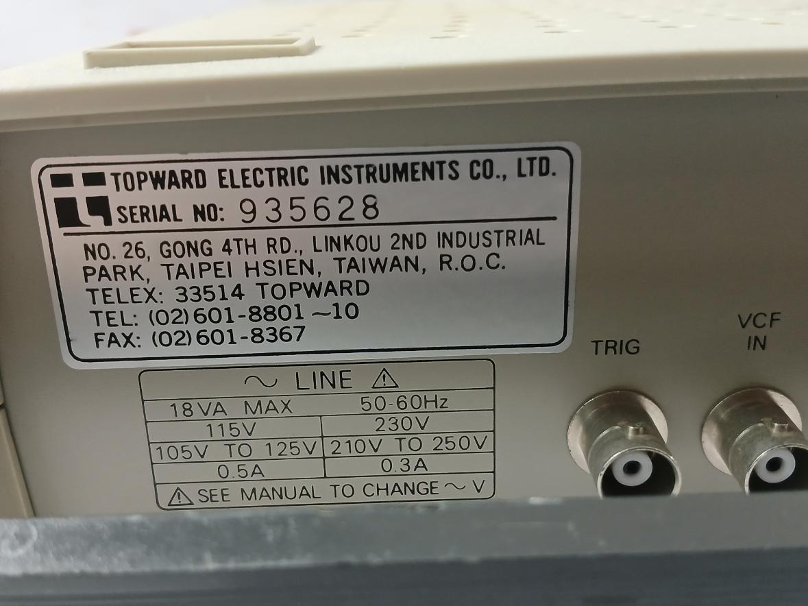 Topward 8115 Digital Sweep Function Generator Ame00035 18 Va Max 50-60Hz 0.3A