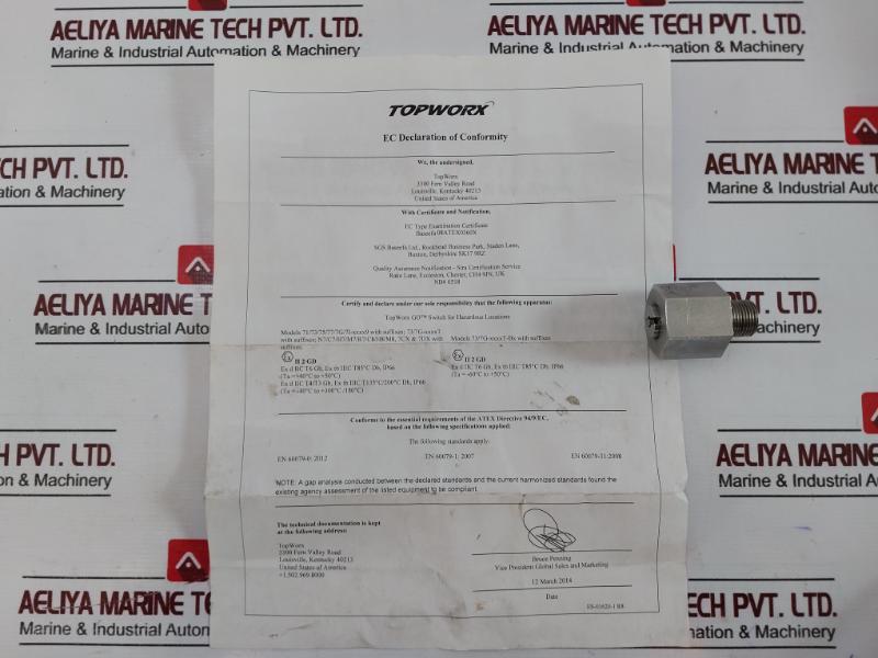 Topworx 73-1352T-b15 Limit Switch Leverless 120Vac/24Vdc Bb279300A8