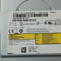 Toshiba Samsung Sh-216Bb/Debhf Internal Dvd Writer Drive 5V-1.0A E225119 Pys-2