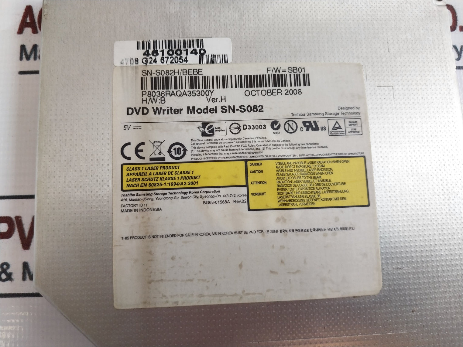 Toshiba Samsung SN-S082 Ultra Speed Dvd Multi Recorder Burner