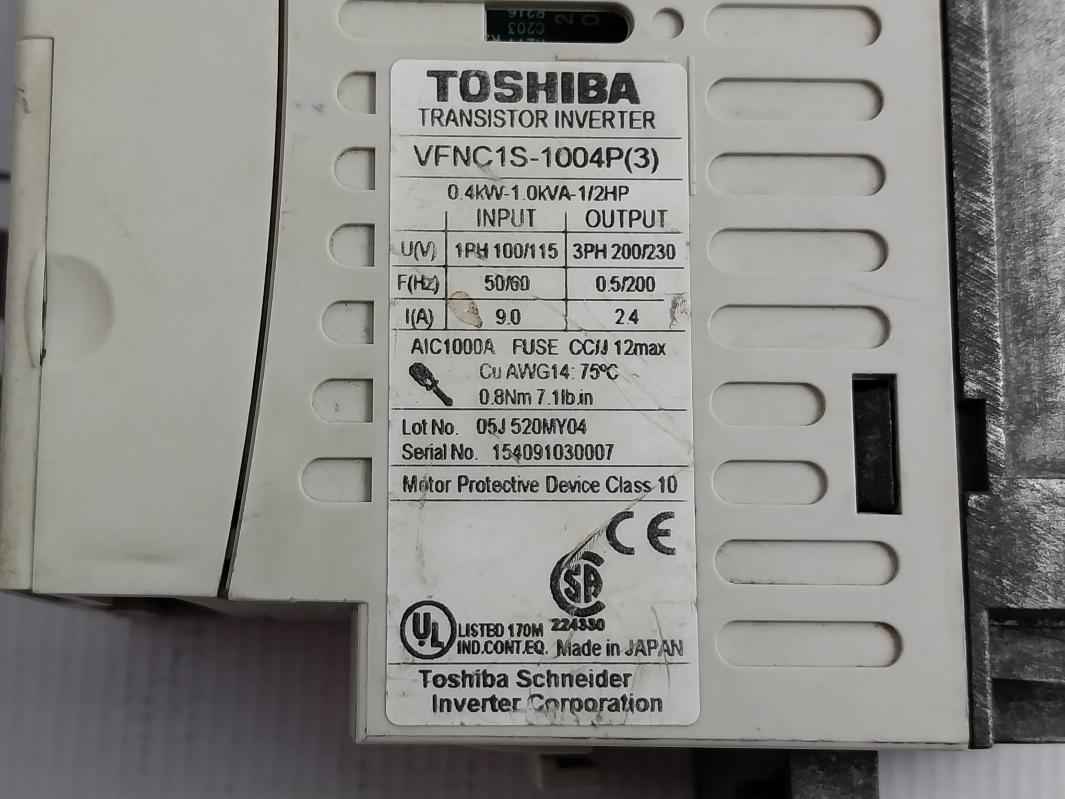 Toshiba Vfnc1S-1004P Industrial Inverter For Inductive Motor (Not Working)