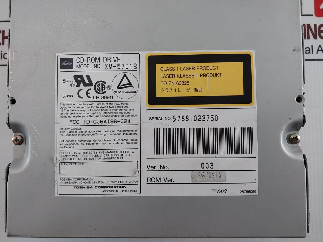 Toshiba Xm-5701B Internal Cd-rom Drive Cj6At96-024 5A70319