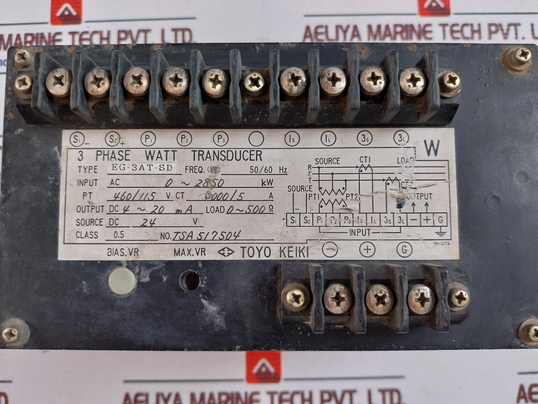 Toyo Keiki Eg-3At-sd 3 Phase Watt Transducer Ac 0~2850Kw 50/60Hz