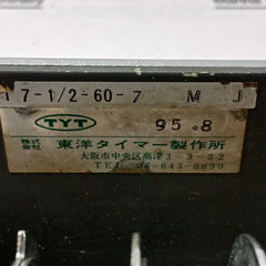 Toyo T7-1/2-60-7 M J Cam Timer D-5N 0 To 120, 100V 60Hz Ac 200V 1 Rpm