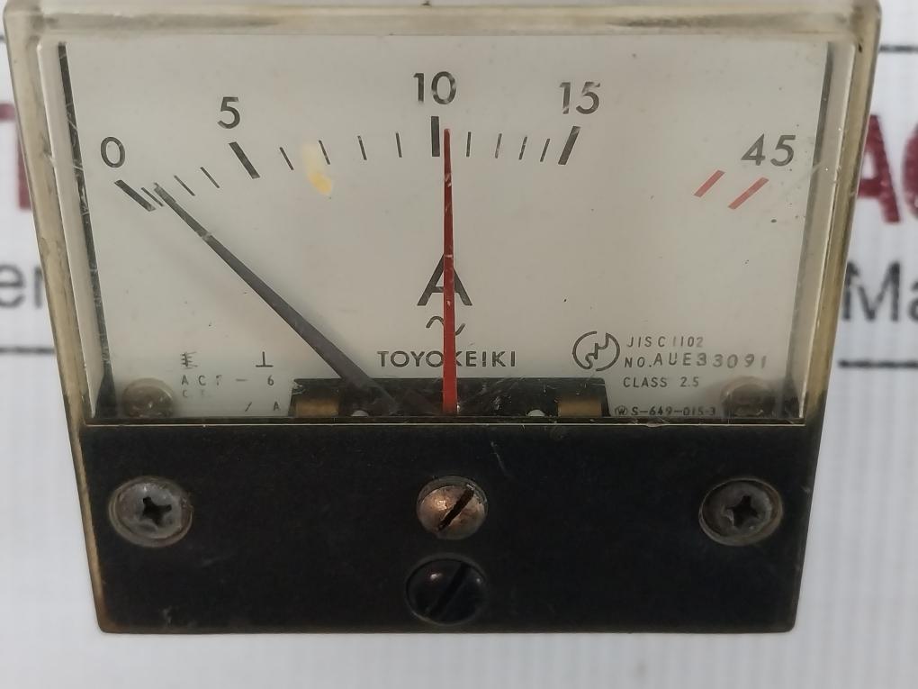 Acf-6 Toyokeiki 0 To 15/45 A Analog Panel Ammeter