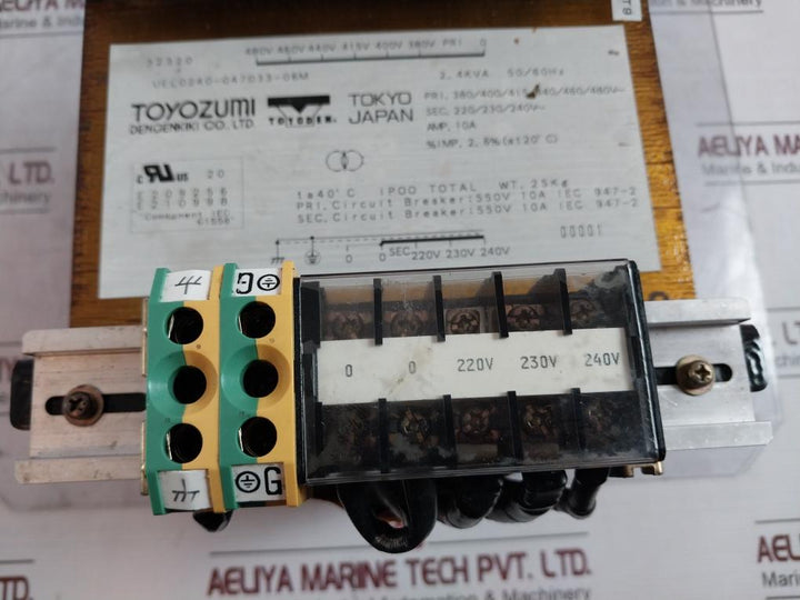 Toyozumi Dengenkiki Uel0240-047033-06M Transformer 2.4Kva 50/60Hz 0-240V
