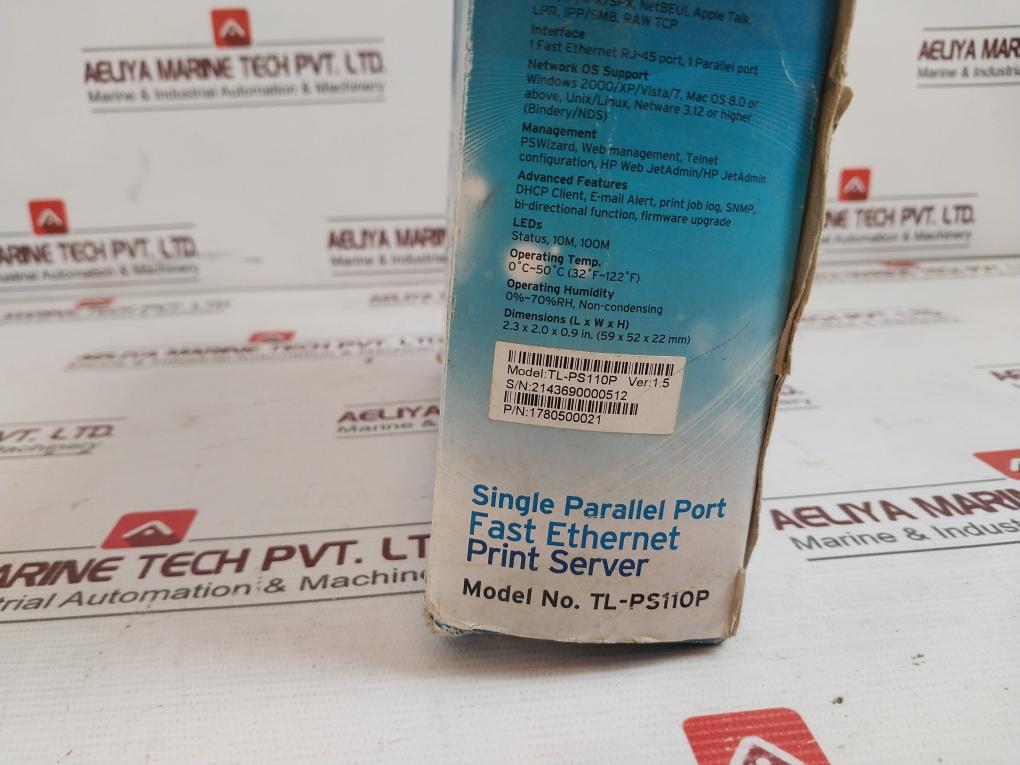 Tp-link Tl-ps110P Single Parallel Port Fast Ethernet Print Server Ver 1.5 3.3Vdc