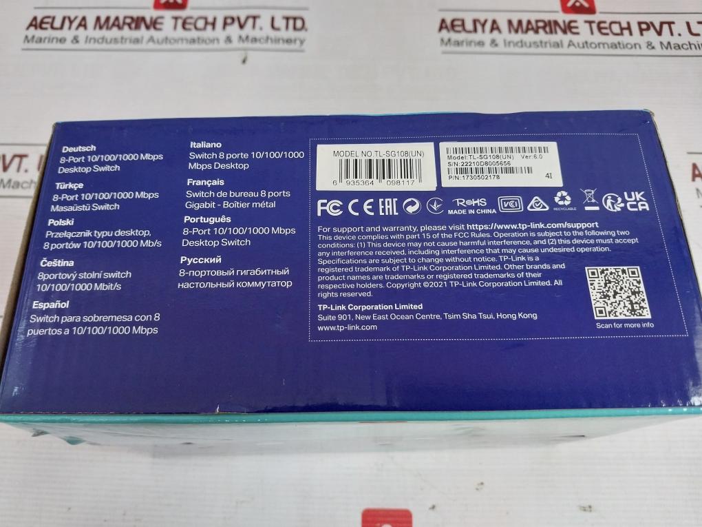 Tp-link Tl-sg108 8-port Gigabit Desktop Switch 10/100/1000Mbps 100–240V
