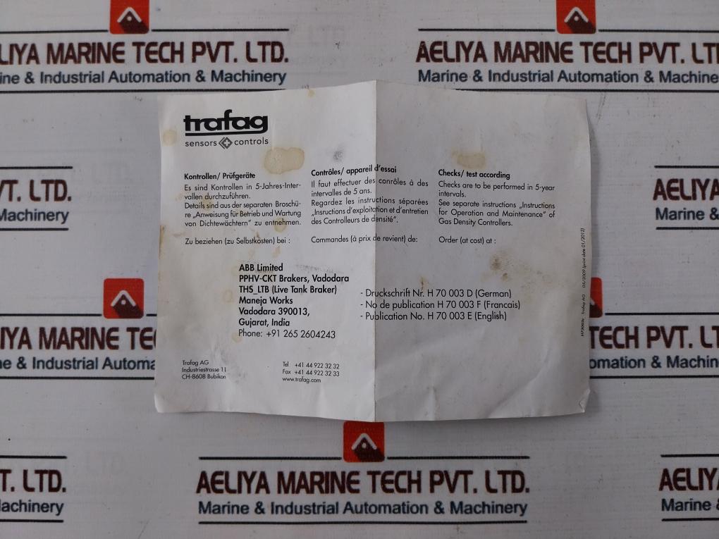 Trafag 8736.20.2300.Lj Gas Density Monitor