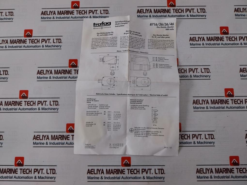 Trafag 8736.20.2300.Lj Gas Density Monitor