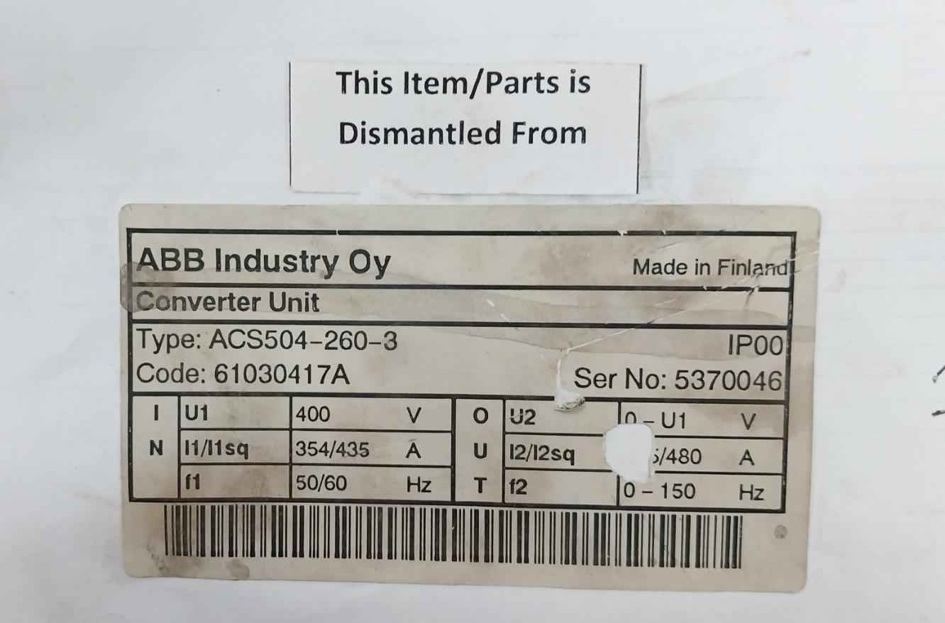 Trafotek 10003512B Transformer For Converter Unit Acs504-260-3 Ip00 400V 50/60Hz