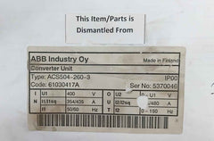 Trafotek 10003512B Transformer For Converter Unit Acs504-260-3 Ip00 400V 50/60Hz
