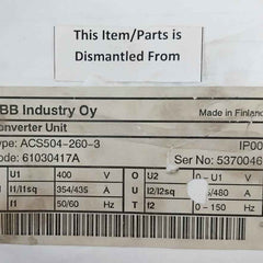 Trafotek 10003512B Transformer For Converter Unit Acs504-260-3 Ip00 400V 50/60Hz