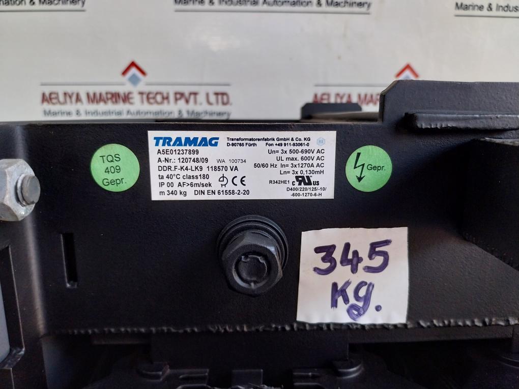 Tramag DDR.F-K4-LK9 118570 VA Transformer 3X 500-690VAC 50/60HZ 600VAC IP00