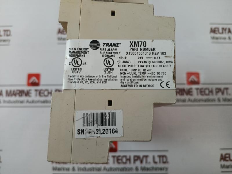 Trane Xm70 Expansion Module X13651551010 Rev:103 24Vac At 50/60Hz, 48Va