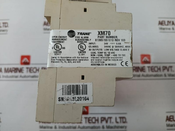 Trane Xm70 Expansion Module X13651551010 Rev:103 24Vac At 50/60Hz, 48Va