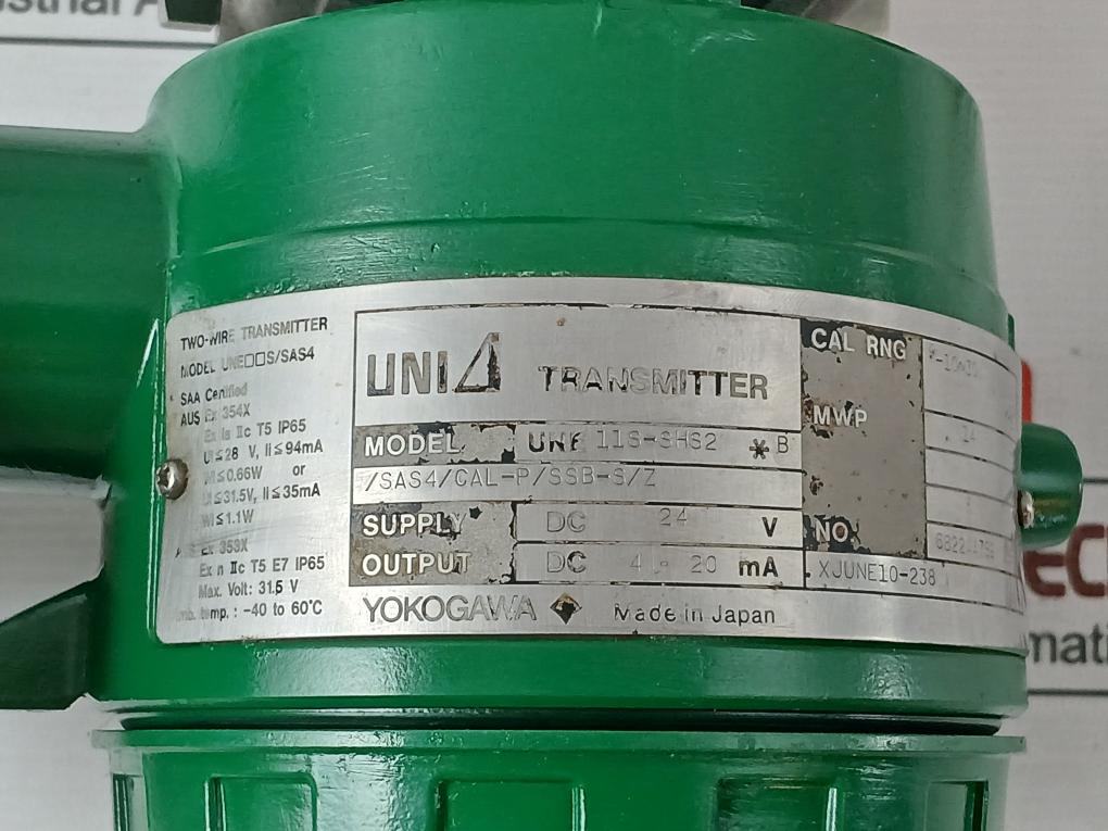 Transmitter Output Une11S-shs2 *B Yokogawa  Dc 4-20 Ma 0-300 Kpa 24 V