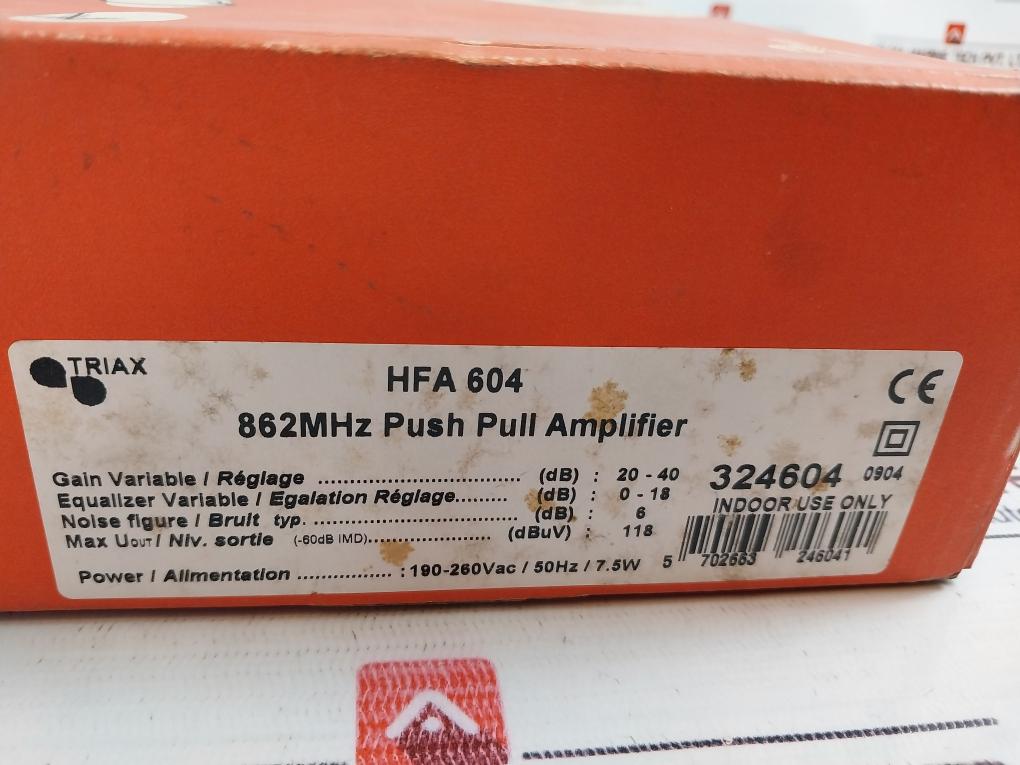 Triax Hfa 604, 862 Mhz Push Pull Amplifier 190-260Vac~ 50Hz/7.5W