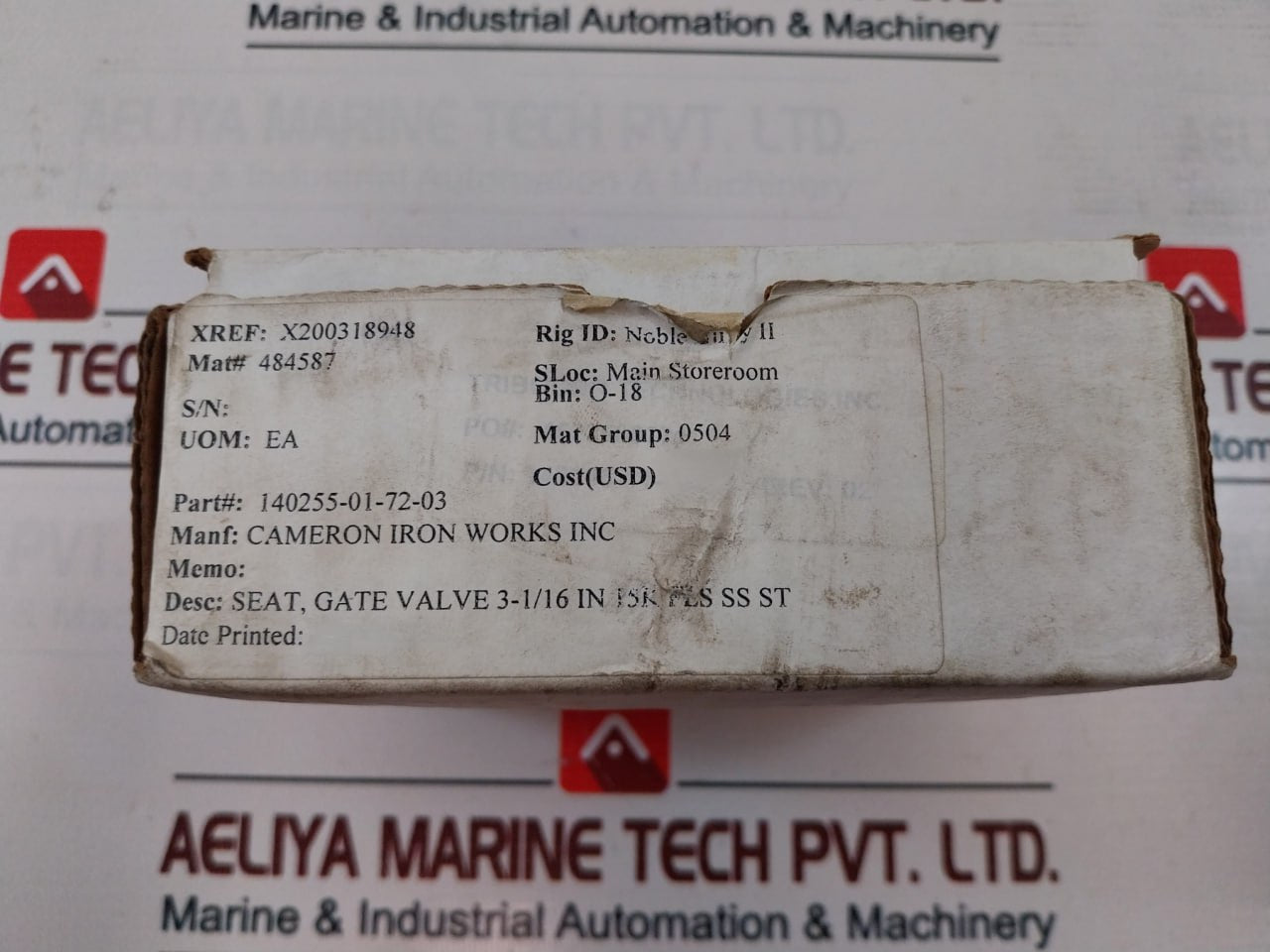 Tribocor Technologies 140255-01-72-03 Seat Gate Valve 3-1/16 In 15K Fls Ss St.