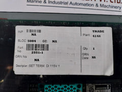 Triconex 2551-1 Di External Terminator 7400056-110 Rev: 03 115V