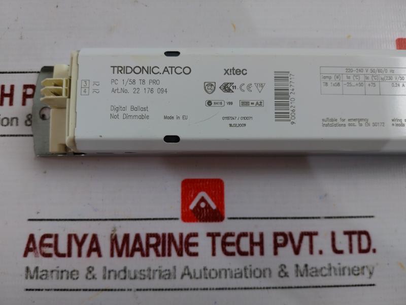 Tridonic 22 176 094 Not Dimmable Digital Ballast Pc 1/58 T8 Pro 220-240V 50/60/0Hz