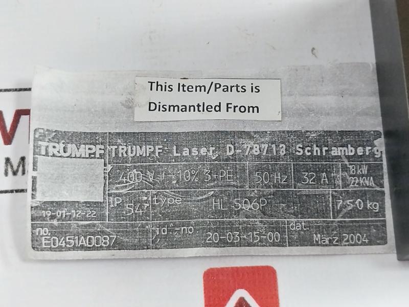 Trumpf-laser 22-21-10-00/07 Laser Fiber Receiver Hl 506P Ip 54