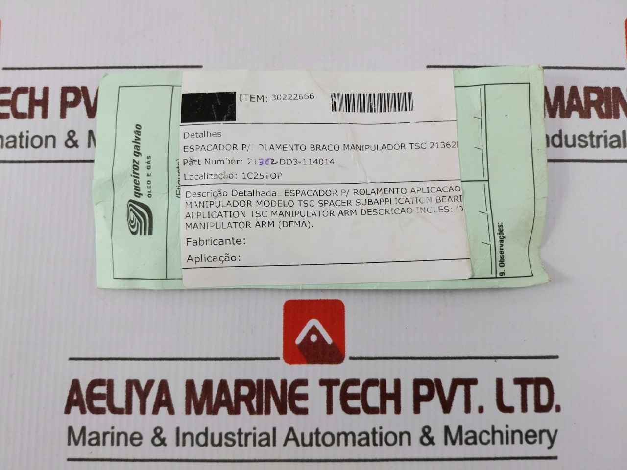 Tsc 21362-dd3-114014 Spacer For Manipulator Arm Bearing 30222666