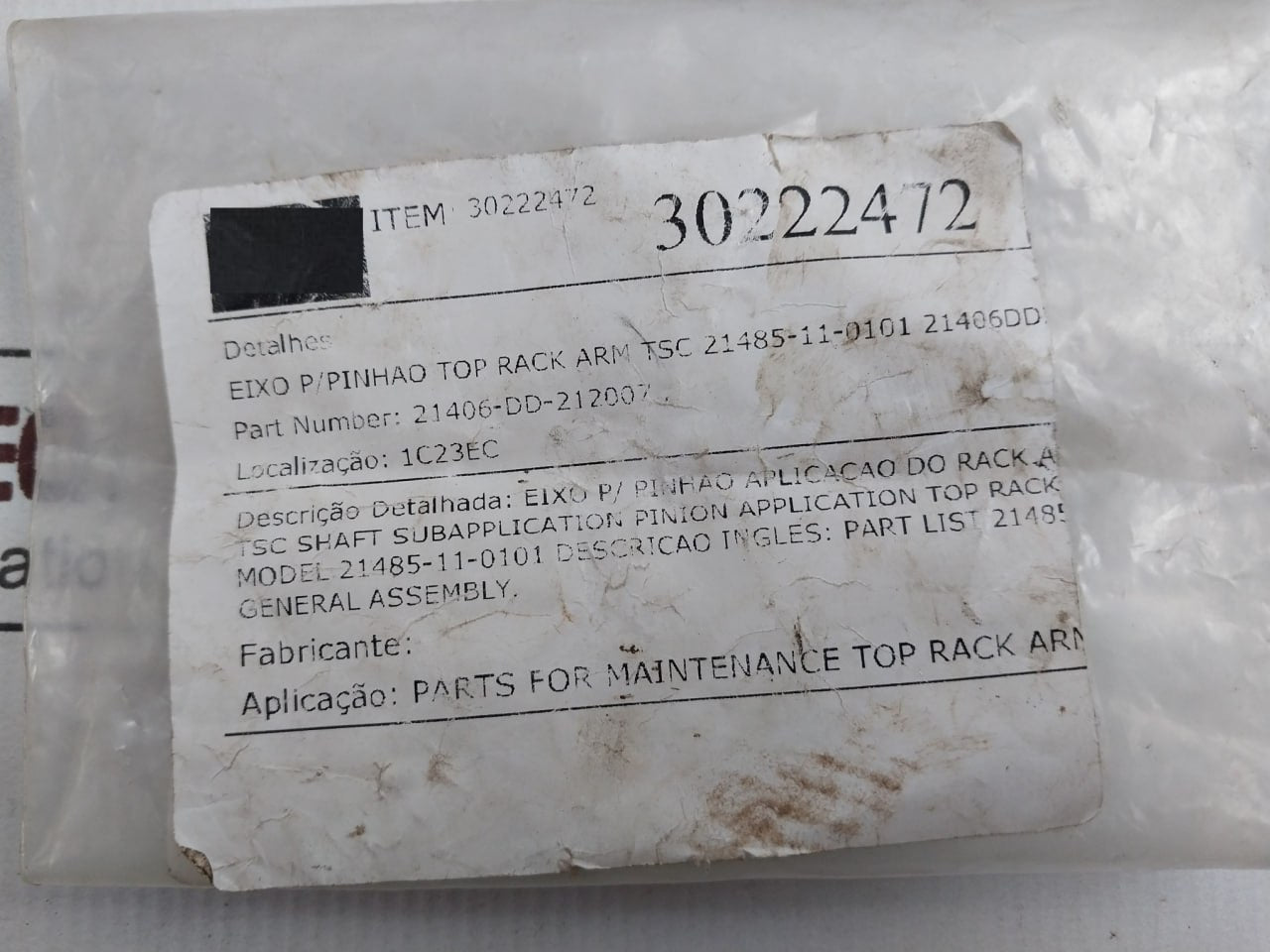 Tsc 21406-dd-212007 Stainless Steel Pinion Shaft 21485-11-0101