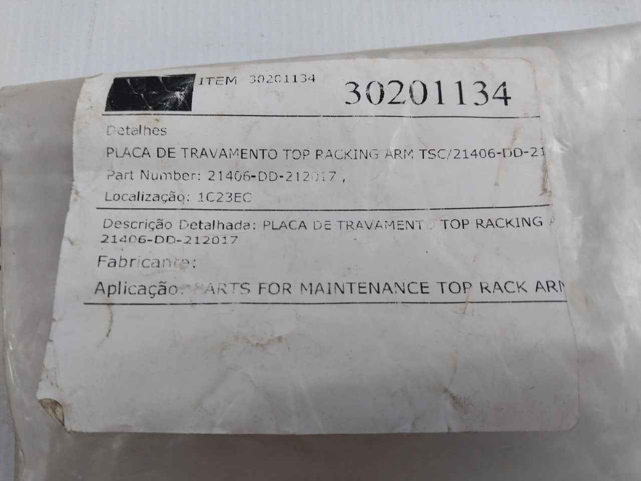 Tsc 21406-dd-212017 Top Racking Arm Locking Plate