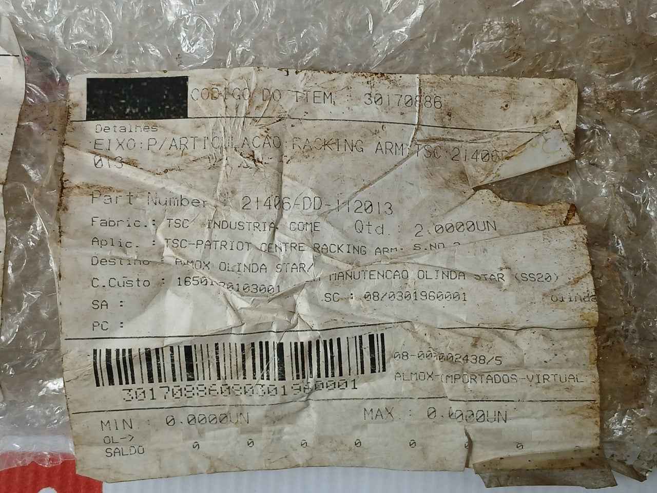 Tsc 21406-dd3-112013 Griphead Link Pivot Shaft For Racking Arm