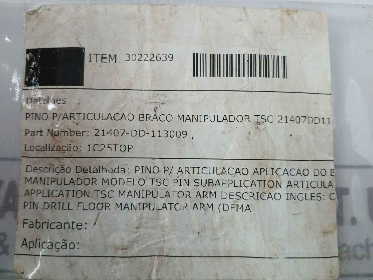 Tsc 21407-dd-113009 Pin Drill Floor Manipulator Arm