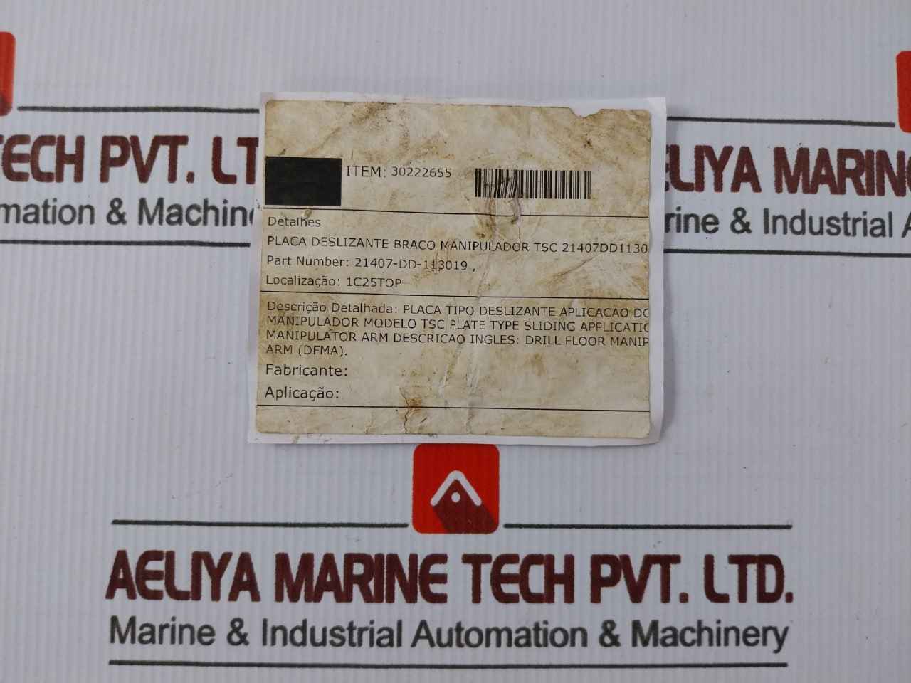 Tsc 21407-dd-113019 Manipulator Arm Sliding Plate Drill Floor 30222655