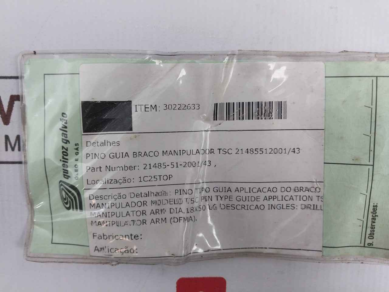 Tsc 21485-51-2001/43 Pin Type Guide Application Manipulator Arm Dia