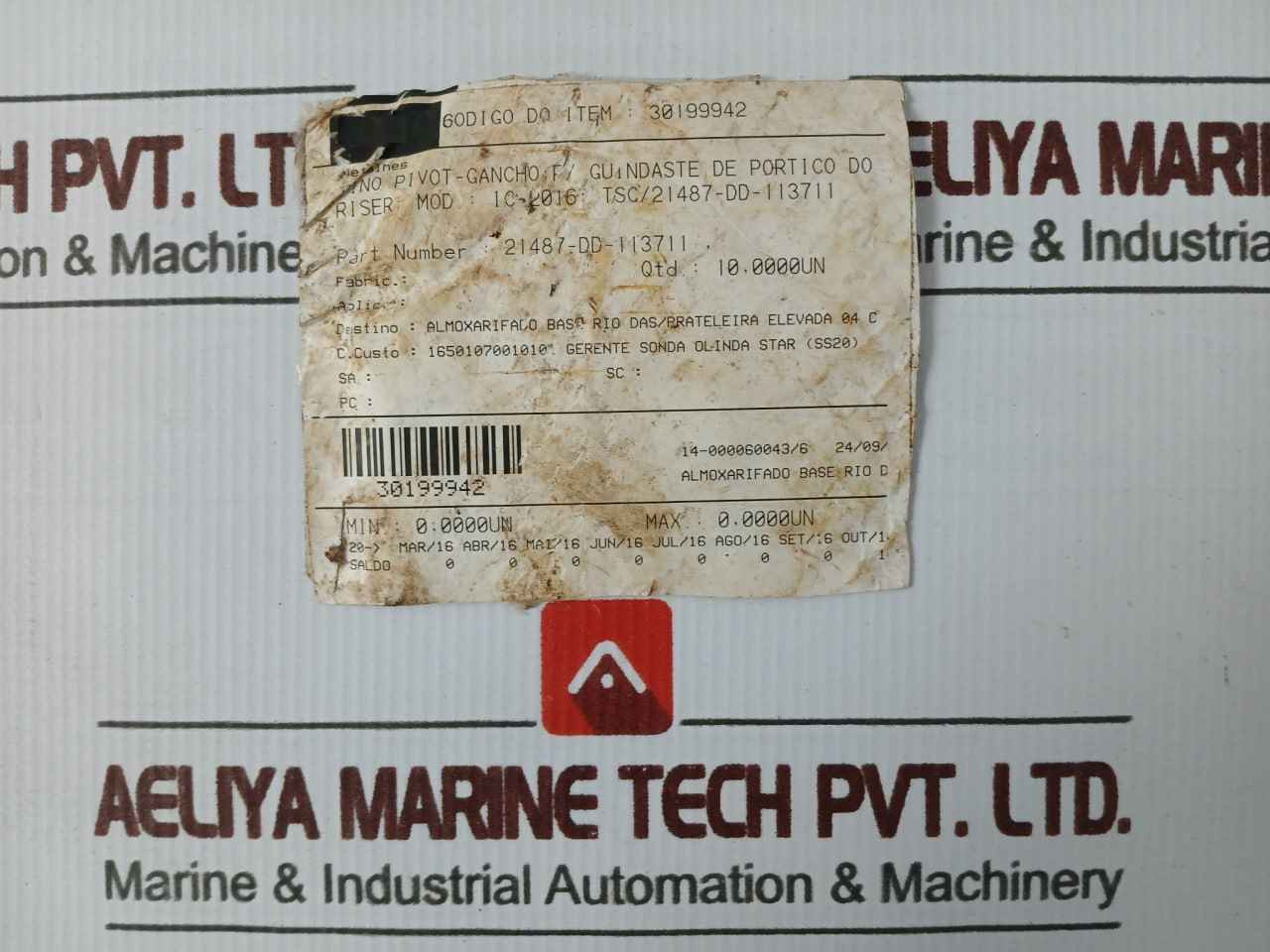 Tsc 21487-dd-113711 Pivot Pin Hook For Riser Gantry Crane