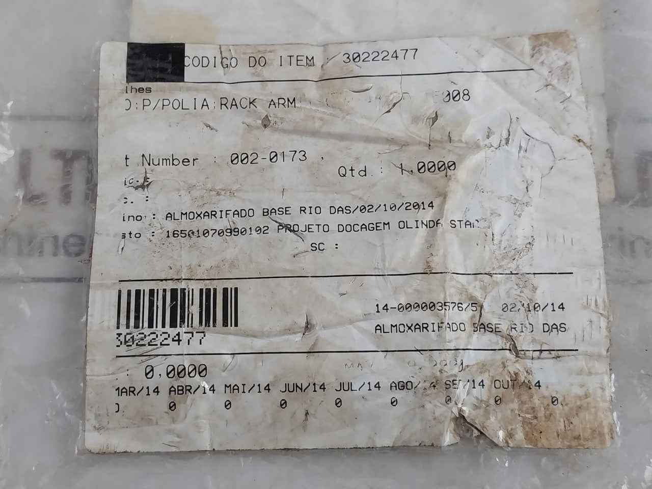 Tsc 30222477 Rack Arm Pin 21485-11-0101 002-0173