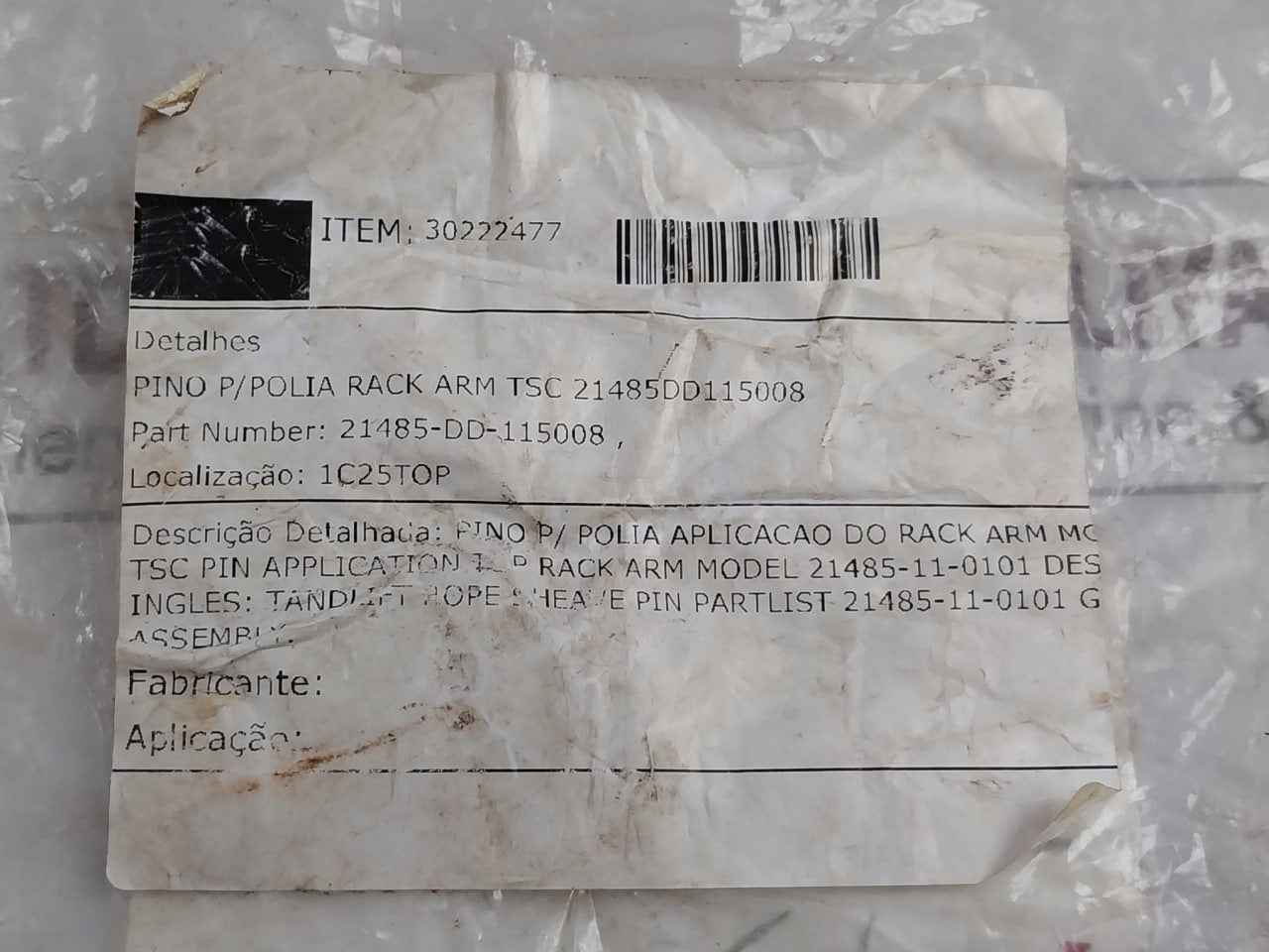 Tsc 30222477 Rack Arm Pin 21485-11-0101 002-0173