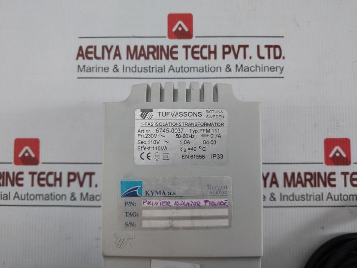 Pfm 111 Tufvassons 230V- 50-60Hz 0,7A Isolation Transformer
