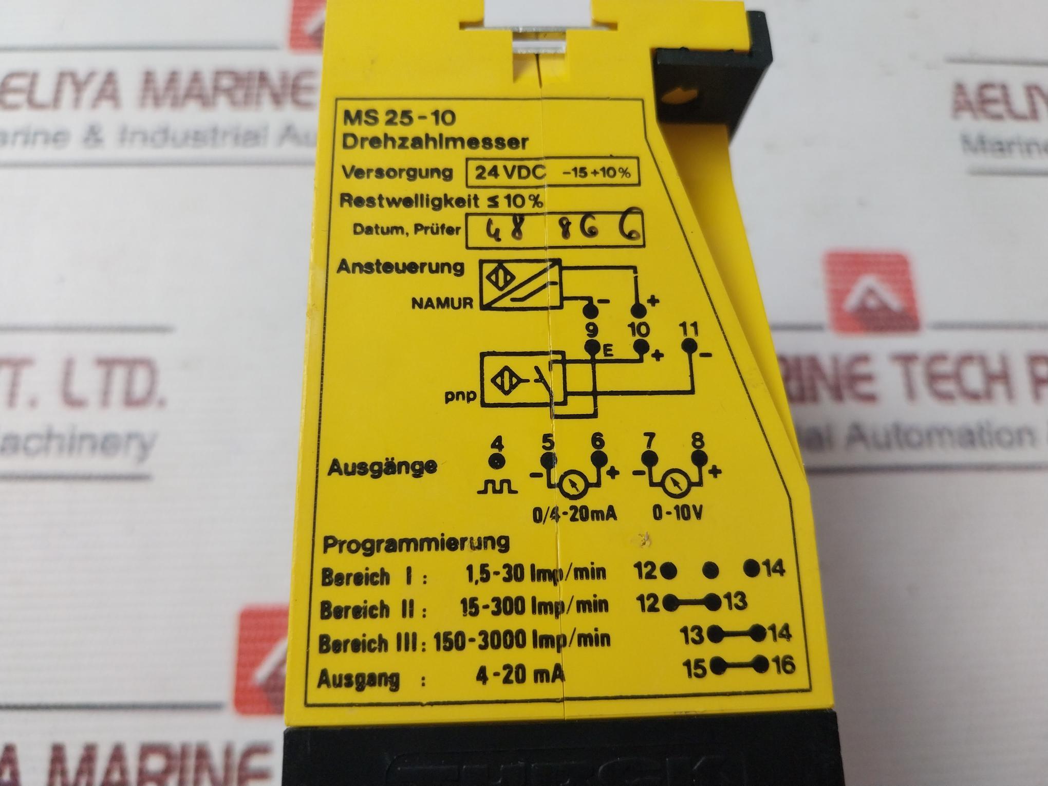 Turck Ms 25-10 Multi Safe Tachometer 24 Vdc