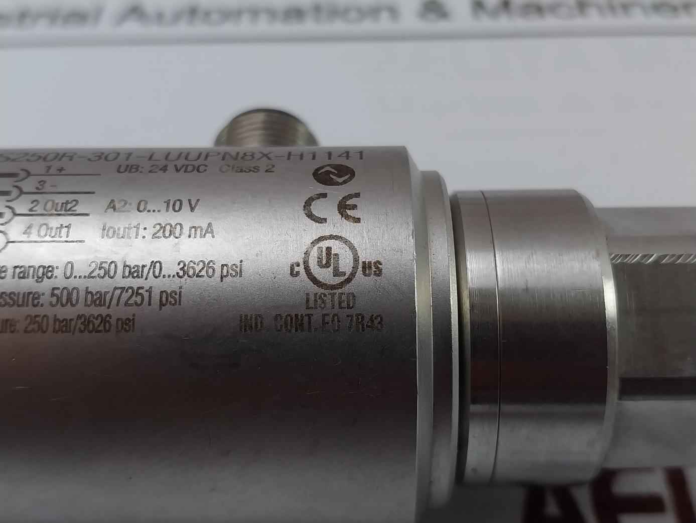 Turck Ps250R-301-luupn8X-h1141 Pressure Sensor 0-250 Bar/0-3626 Psi 200 Ma