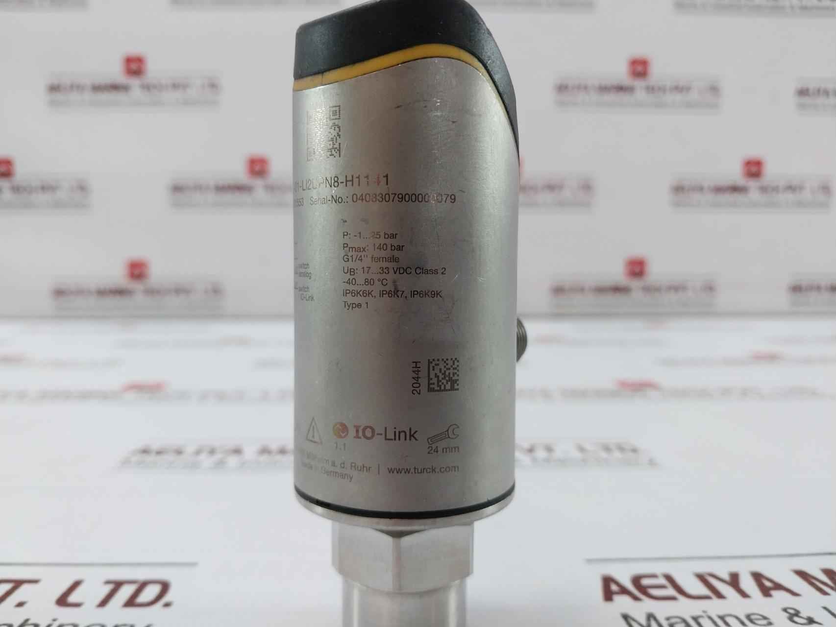 Turck Ps510-25V-01-li2Upn8-h1141 Pressure Sensor 140 Bar 24 Mm G1/4”