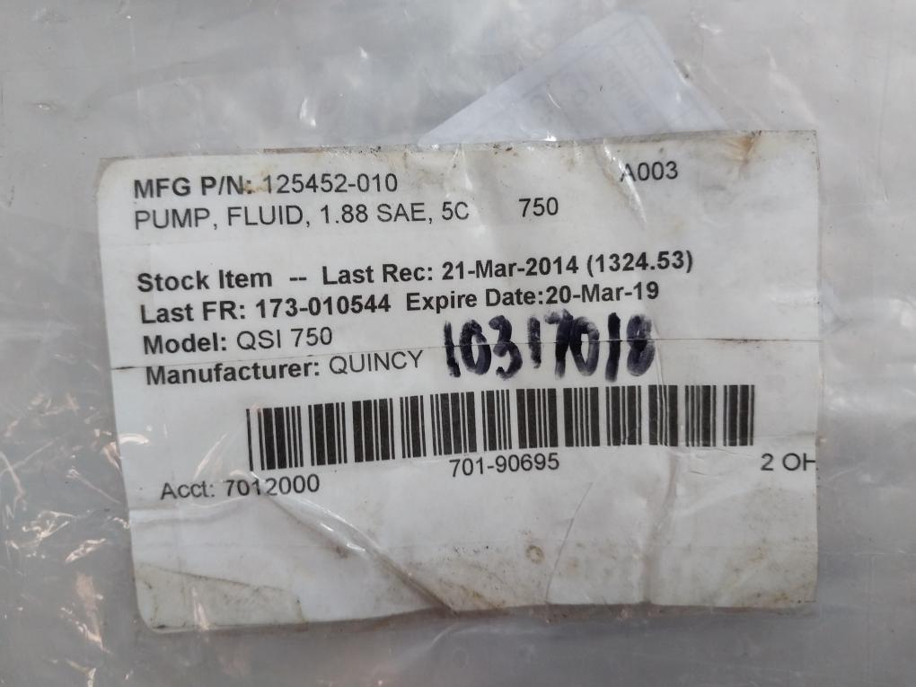 Tuthill 5C2Fa-c-a Gear Pump 1.88 Sae 5C 750 125452-010, Qsi 750