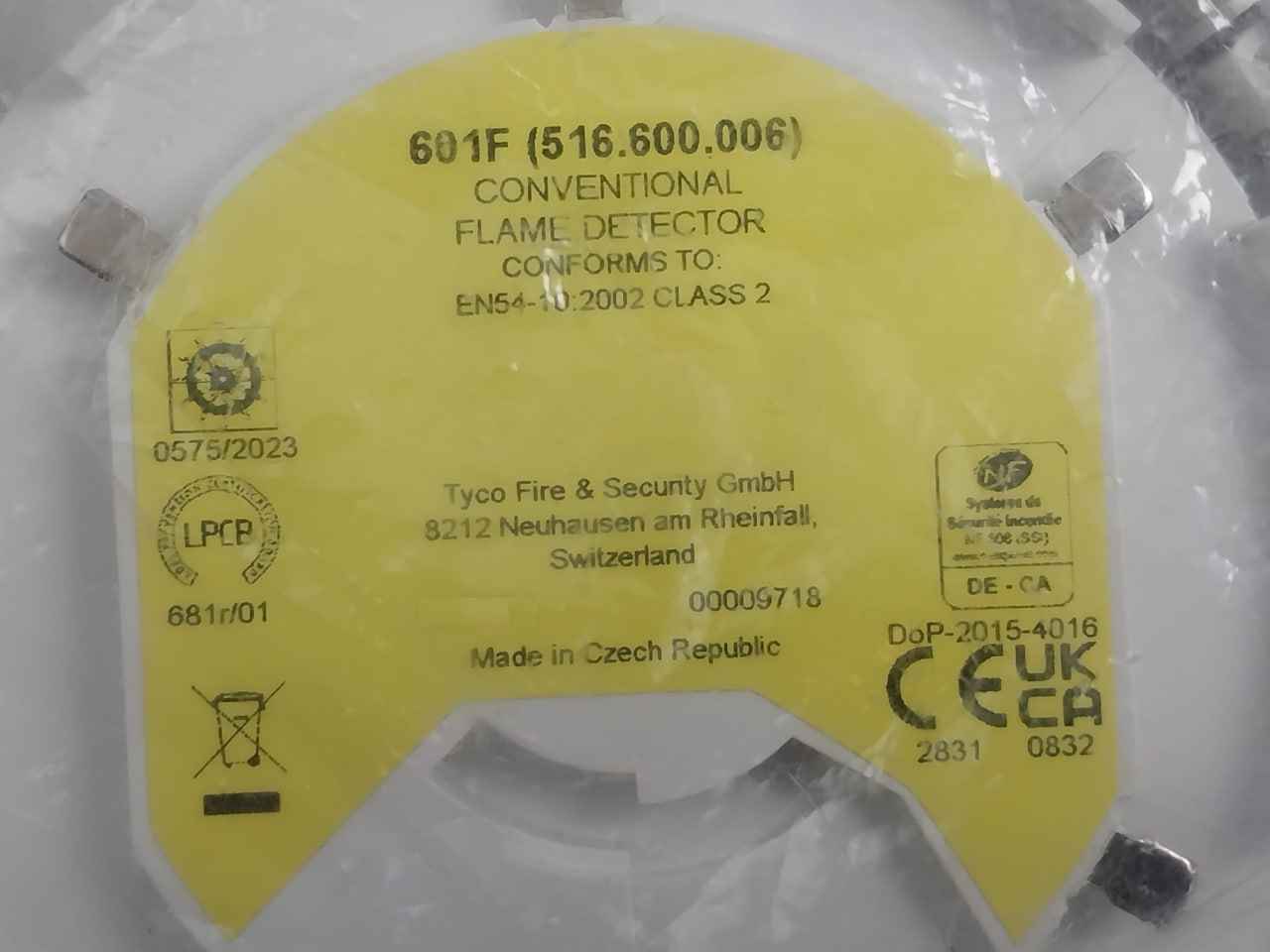 Tyco 601f Conventional Flame Detector Dop-2015-4016 En54-10